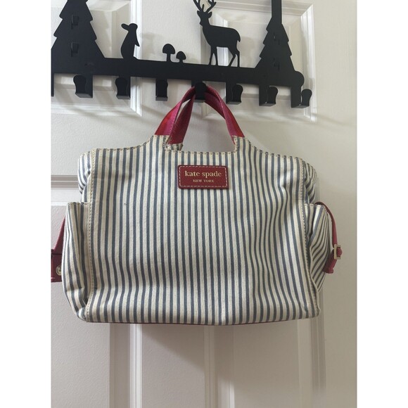 kate spade new york Handbags - Kate Spade Canvas Leather HANDLE Tote Bag NAUTICAL BLUE AND WHITE BELT DETAILS